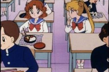 eating bento in sailor moon anime