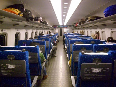 inside a shinkansen train