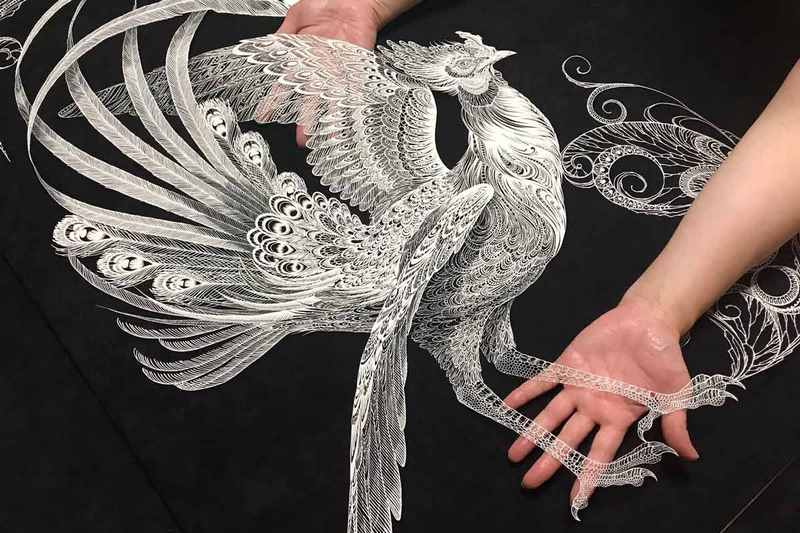 paper phoenix example of kirigamo artwork