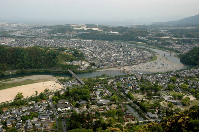 view from the top of iwakuni castle