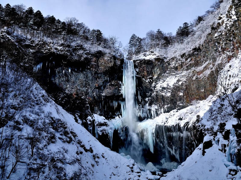 Kegon Waterfalls in Okunikko in winter