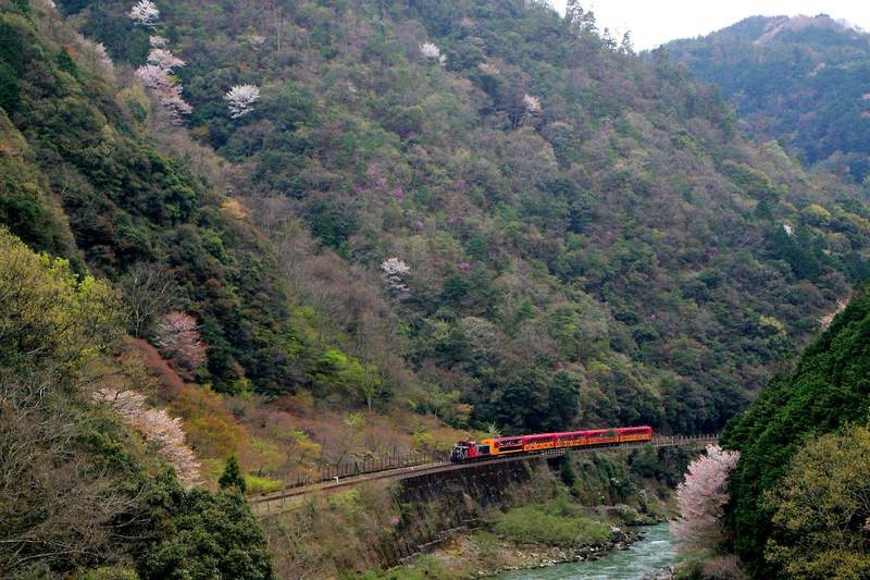sagano scenic railway train arashiyama kyoto