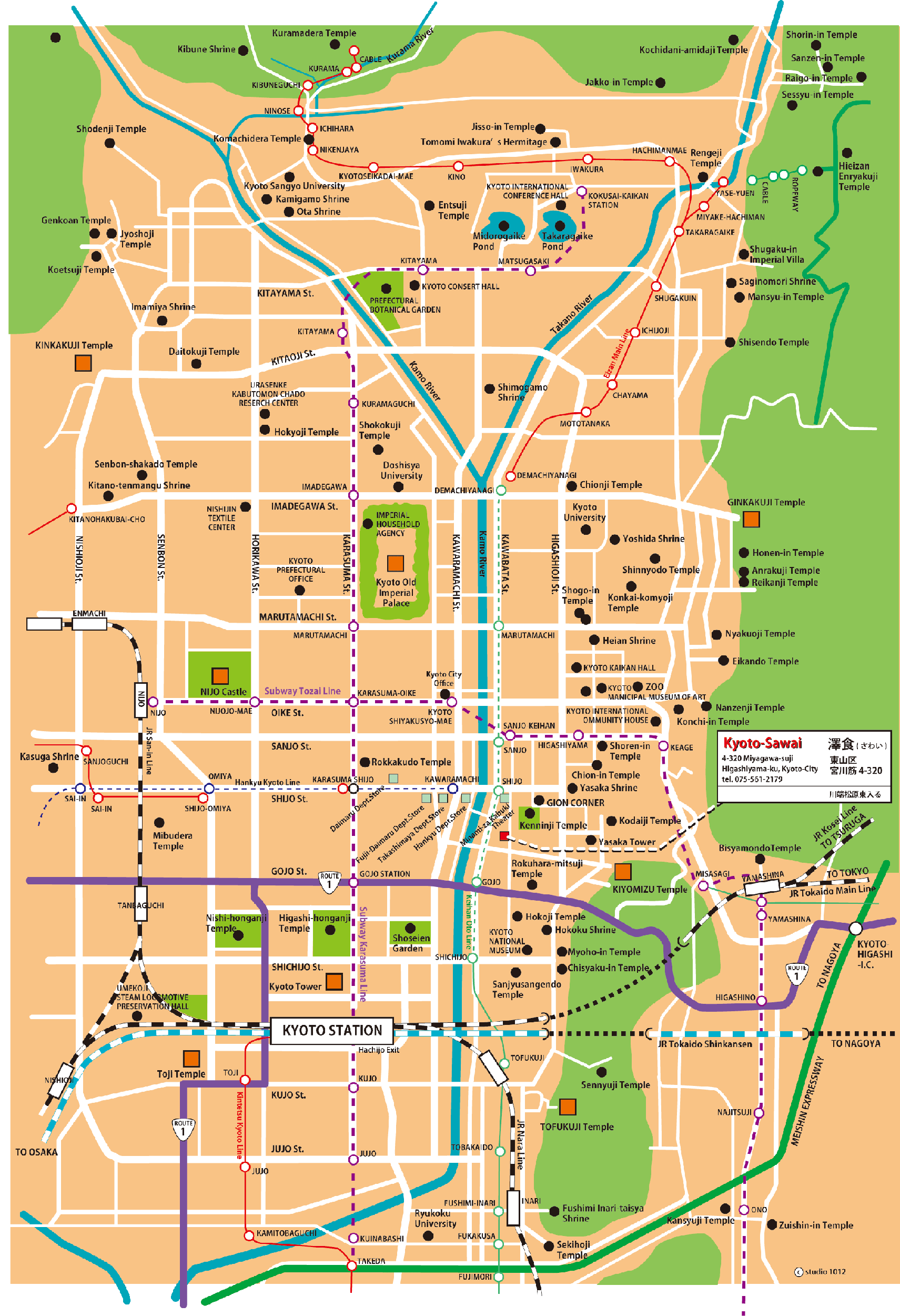 travel map of kyoto