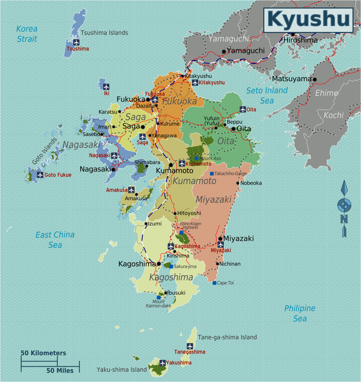 Kyushu Region Japan Travel Guide Region By Region   Kyushu Map 