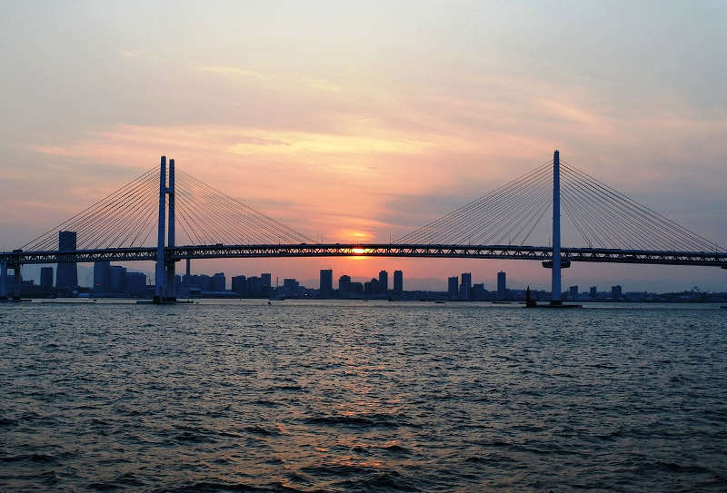 yokohama bay bridge from the sea