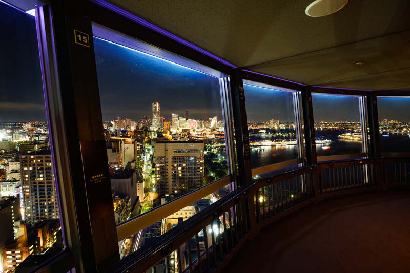 night view from yokohama marine tower observation deck